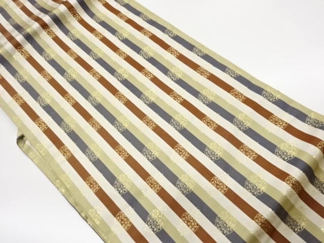 JAPANESE NAGOYA OBI / WOVEN FLOWER & STRIPE